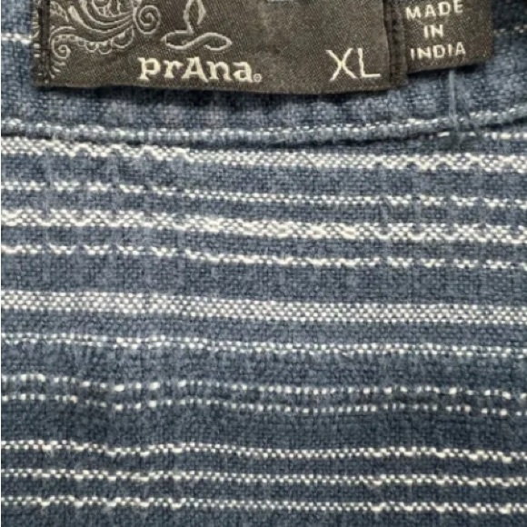 Prana Blue Dyri Above Knee Dress Women's Size XL Button Long Sleeve Shirtdress - Picture 3 of 4